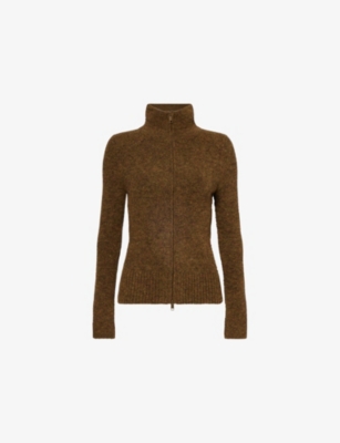 Isabel Marant Étoile Womens Bronze Prunella High-neck Stretch-wool Blend Cardigan In Brown