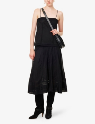 ISABEL MARANT ETOILE: Garliana Lace-Trim Cotton Midi Skirt