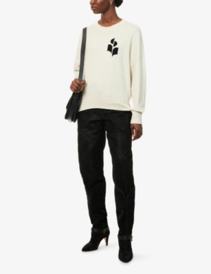 Isabel Marant Étoile Womens Light Grey Marisans Intarsia Cotton-blend Knitted Jumper In Gray