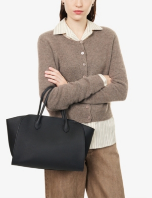 The Row Womens Black Ans Marlo 12 Leather Tote Bag In Black