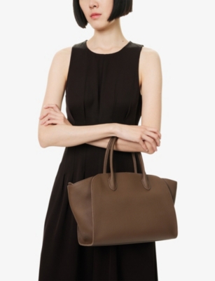 The Row Womens Dark Olive Ans Marlo 12 Leather Shoulder Bag