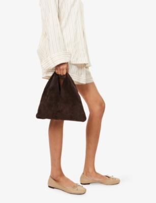 The Row Womens Bindle Small Suede Top Handle Bag Brown Melange