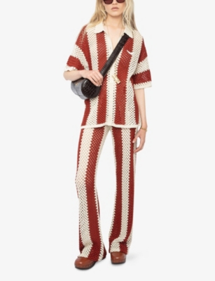 Zadig & Voltaire Womens Judo Ciara Striped Cotton-crochet Shirt