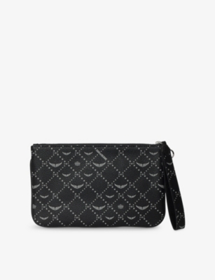 Zadig & Voltaire Womens Black Z Monogram Tag-print Canvas Clutch Bag