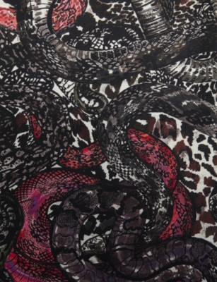 Zadig & Voltaire Womens Burgundy Debbie Snake-print Viscose And Silk-blend Scarf