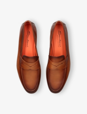 SANTONI: Carlo Leather Penny Loafers