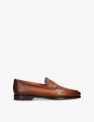 SANTONI: Carlo Leather Penny Loafers