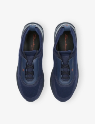 Santoni Low Top Sneakers Contrast Trim In Blue