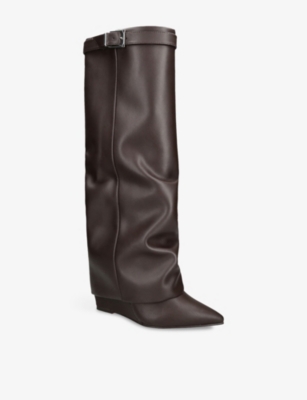 Steve Madden Womens Dark Brown Corenne Gc2 Heeled Leather Knee-high Boots Eur 40 / 7 Uk In Brown