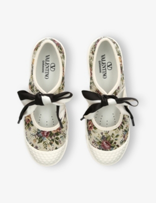 Valentino Womens White/comb Bay By Bay Jacquard Cotton Low-top Trainers Eur 37 / 4 Uk