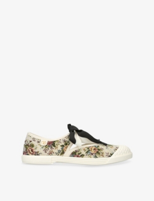 Valentino Womens White/comb Bay By Bay Jacquard Cotton Low-top Trainers Eur 37 / 4 Uk