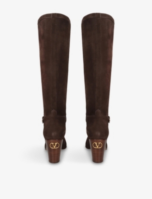 Valentino Garavani Pattie Crust Leather Boot 75mm Woman Brown 42
