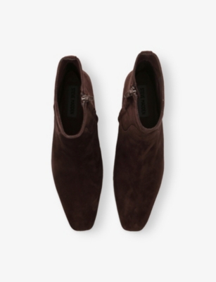 Steve Madden Womens Dark Brown Dusty Suede Heeled Ankle Boots Eur 41 / 8 Uk In Brown