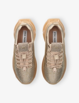 Steve Madden Womens Beige Fabuluxe Chunky Woven Trainers Eur 37 / 4 Uk In Multi