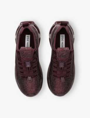 Steve Madden Womens Wine Fabuluxe Chunky Woven Trainers Eur 36 / 3 Uk In Burgundy