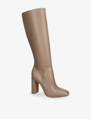 Steve Madden Womens Taupe Ally 482 Heeled Faux-leather Knee-high Boots Eur 40 / 7 Uk In Brown