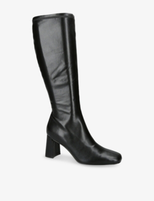 Steve Madden Womens Black Holly Vegan-leather Heeled Knee-high Boots Eur 37 / 4 Uk In Black