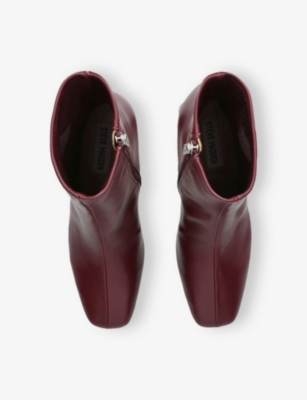 Steve Madden Womens Red/dark Hurst Faux-leather Heeled Boots Eur 40 / 7 Uk