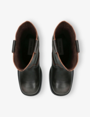 Steve Madden Womens Black/comb Benedict Leather Heeled Boots Eur 37 / 4 Uk In Black