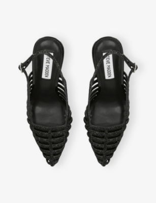 Steve Madden Womens Black Carleigh Heeled Faux-leather Sling-backs Eur 40 / 7 Uk In Black
