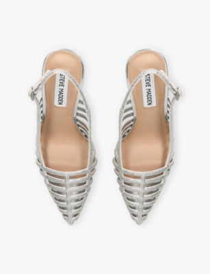 Steve Madden Womens Silver Carleigh Heeled Faux-leather Sling-backs Eur 39 / 6 Uk In Silver
