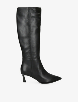 Steve Madden Womens Black Lucid Heeled Faux-leather Knee-high Boots Eur 39 / 6 Uk In Black