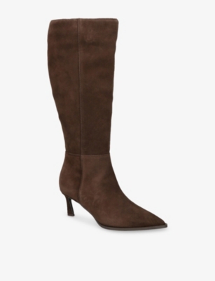 Steve Madden Womens Dark Brown Lucid Heeled Faux-leather Knee-high Boots Eur 39 / 6 Uk In Brown