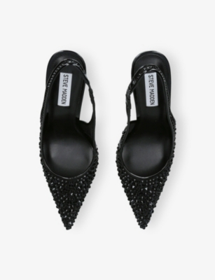 Steve Madden Womens Black Reyes-r Woven Heeled Slingback Courts Eur 38/5 Uk In Animal Print