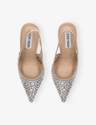Steve Madden Womens Beige Comb Reyes-r Rhinestone-embellished Courts Eur 38/5 Uk In Sand