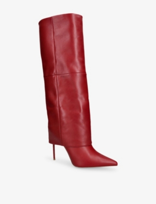 Steve Madden Womens Red Smith Leather Heeled Knee-high Boots Eur 39 / 6 Uk In Red