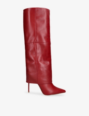 Steve Madden Womens Red Smith Leather Heeled Knee-high Boots Eur 39 / 6 Uk In Red