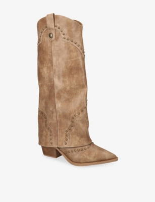 Steve Madden Womens Tan Streamline Leather Boots Eur 39 / 6 Uk In Brown