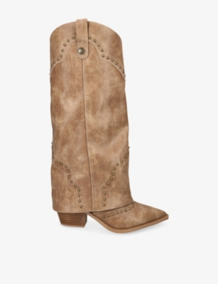 Steve Madden Womens Tan Streamline Leather Boots Eur 39 / 6 Uk In Brown