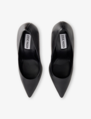 Steve Madden Womens Black Thrive Heeled Leather Courts Eur 39 / 6 Uk In Black