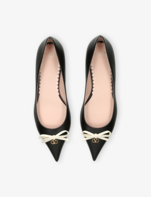 Valentino Leather Benpointy Ballet Flats In Multi