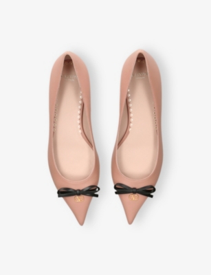 Valentino Leather Benpointy Ballet Flats In Neutral