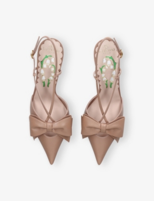 Valentino Bowow 85 Leather Slingback Pumps In Brown