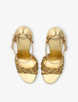 VALENTINO GARAVANI: Hi Dolly 105 Metallic-Leather Heeled Sandals
