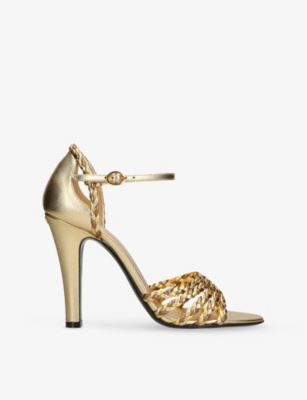 VALENTINO GARAVANI: Hi Dolly 105 Metallic-Leather Heeled Sandals