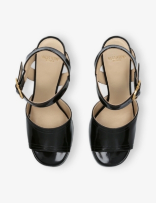 Valentino Garavani Fawcette Platform Sandal In Polished Calfskin 100mm Woman Black 42