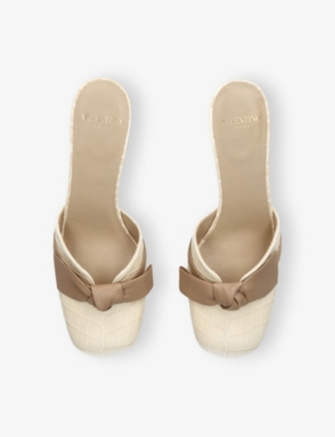 VALENTINO GARAVANI: Knotty 60 Crocodile-Embossed Leather Block-Heel Mules