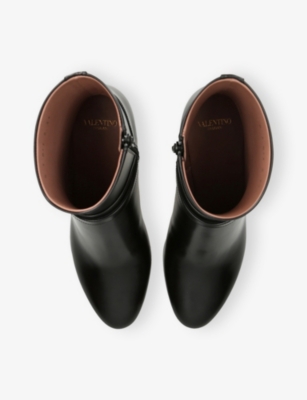 Valentino Leather Pattie Heeled Ankle Boots 75