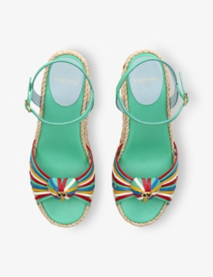 VALENTINO GARAVANI: Royal Wedge Leather Wedge Sandals