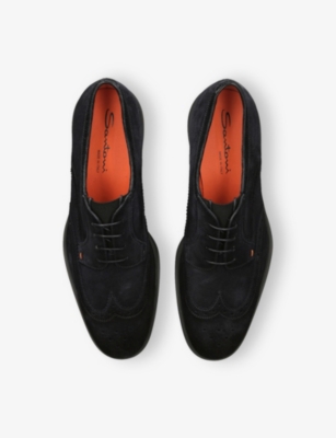 SANTONI: Easy Suede Lace-Up Shoes