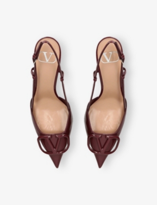 Valentino Patent Leather Slingback Pumps With Stiletto Heel In Burgundy