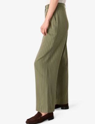 Whistles Lottie Pleated Pants In Green