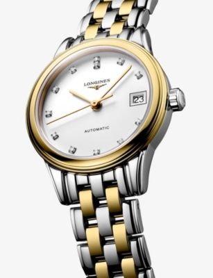 LONGINES: L4.274.3.27.7 Flagship Classic Stainless-Steel, Yellow PVD And 0.034ct Diamond Automatic Watch