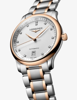 LONGINES: Master Collection 18ct Rose-Gold, Stainless-Steel And 0.055ct Diamond Automatic Watch