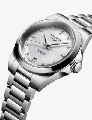 LONGINES: L3.430.4.87.6 Conquest Stainless-Steel And 0.035ct Diamond Automatic Watch