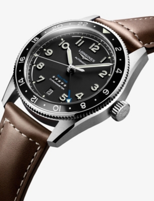 LONGINES: L3.802.4.53.2 Spirit Zulu Time Ceramic Bezel Stainless-Steel Automatic Watch